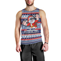 Custom Fiji Christmas Men Tank Top Fijian Santa and Coat of Arms Mix Tapa Pattern Striped Style LT03 - Polynesian Pride