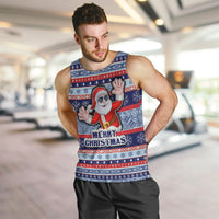 Custom Fiji Christmas Men Tank Top Fijian Santa and Coat of Arms Mix Tapa Pattern Striped Style LT03 - Polynesian Pride
