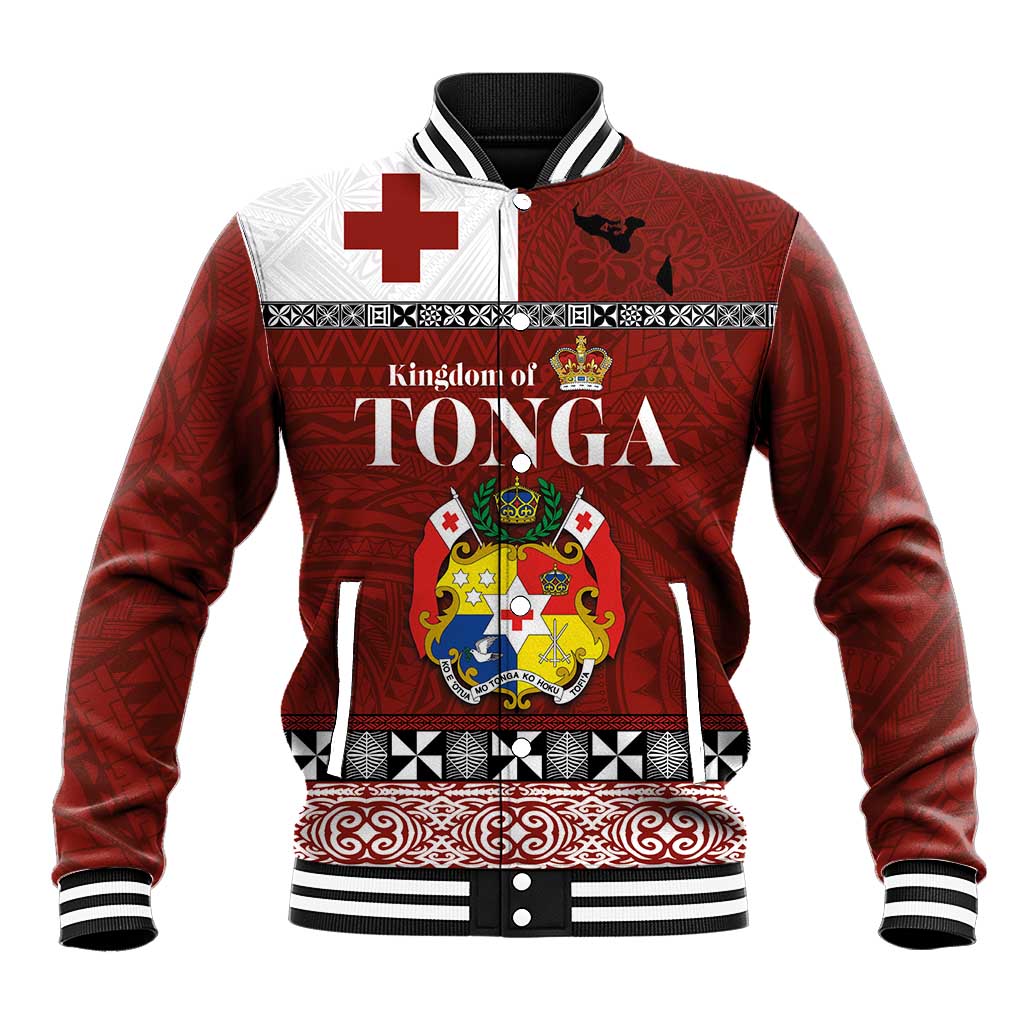 Tongan Culture Baseball Jacket Ngatu Art Tattoo and Emblem of Tonga