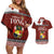 Tongan Culture Couples Matching Off Shoulder Short Dress and Hawaiian Shirt Ngatu Art Tattoo and Emblem of Tonga