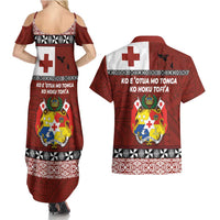 Tongan Culture Couples Matching Summer Maxi Dress and Hawaiian Shirt Ngatu Art Tattoo and Emblem of Tonga LT03 - Polynesian Pride