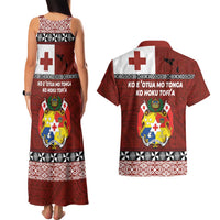 Tongan Culture Couples Matching Tank Maxi Dress and Hawaiian Shirt Ngatu Art Tattoo and Emblem of Tonga LT03 - Polynesian Pride