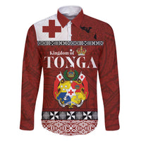 Tongan Culture Family Matching Long Sleeve Bodycon Dress and Hawaiian Shirt Ngatu Art Tattoo and Emblem of Tonga LT03 Dad's Shirt - Long Sleeve Red - Polynesian Pride