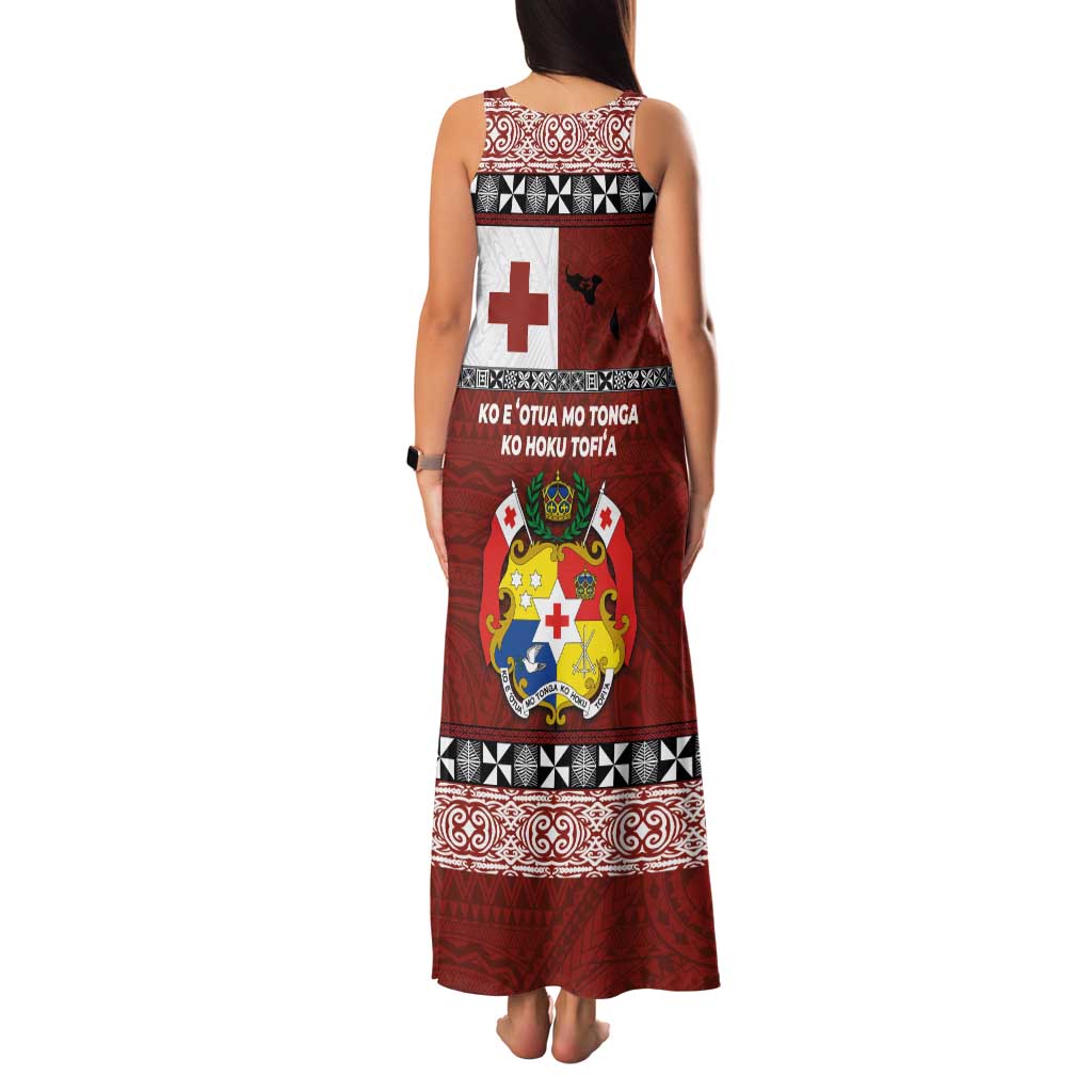Tongan Culture Family Matching Tank Maxi Dress and Hawaiian Shirt Ngatu Art Tattoo and Emblem of Tonga