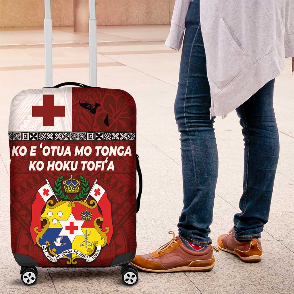 Tongan Culture Luggage Cover Ngatu Art Tattoo and Emblem of Tonga LT03 Red - Polynesian Pride
