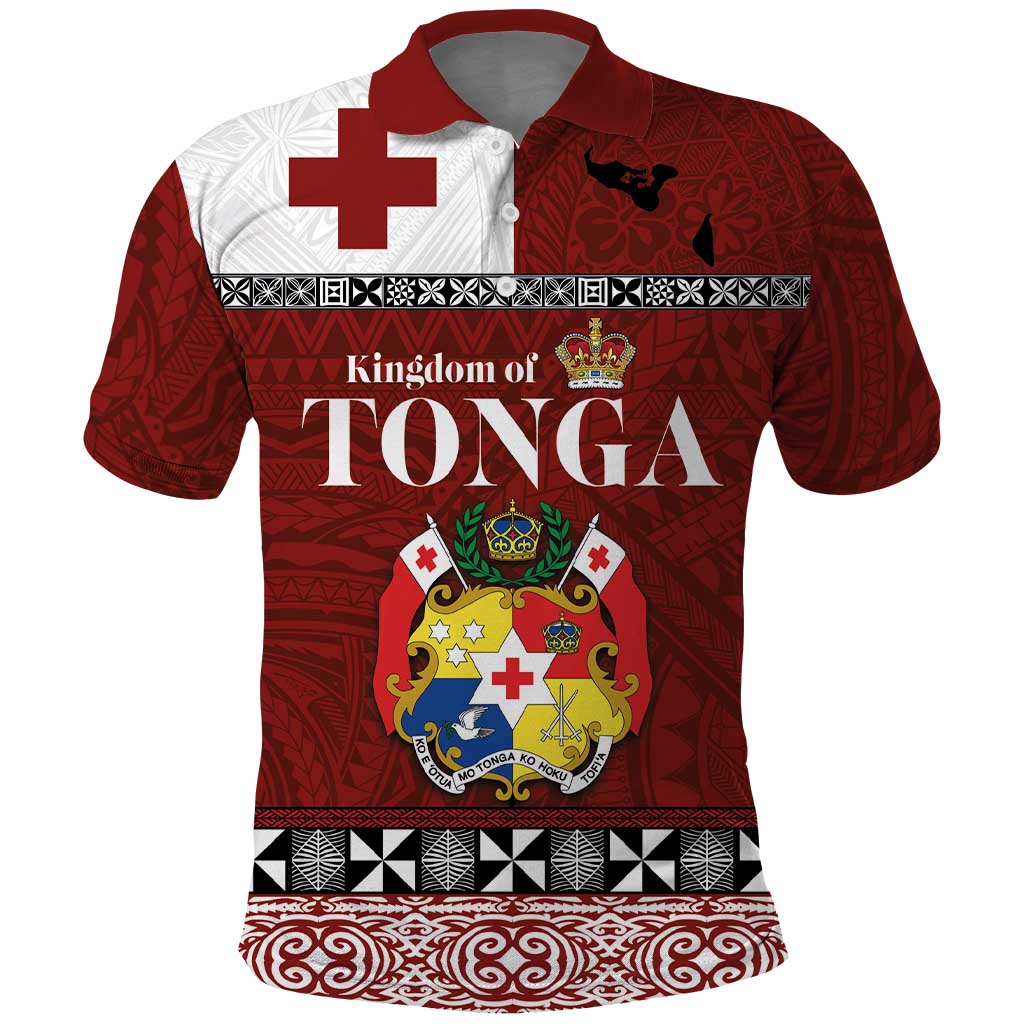 Tongan Culture Polo Shirt Ngatu Art Tattoo and Emblem of Tonga LT03 Red - Polynesian Pride