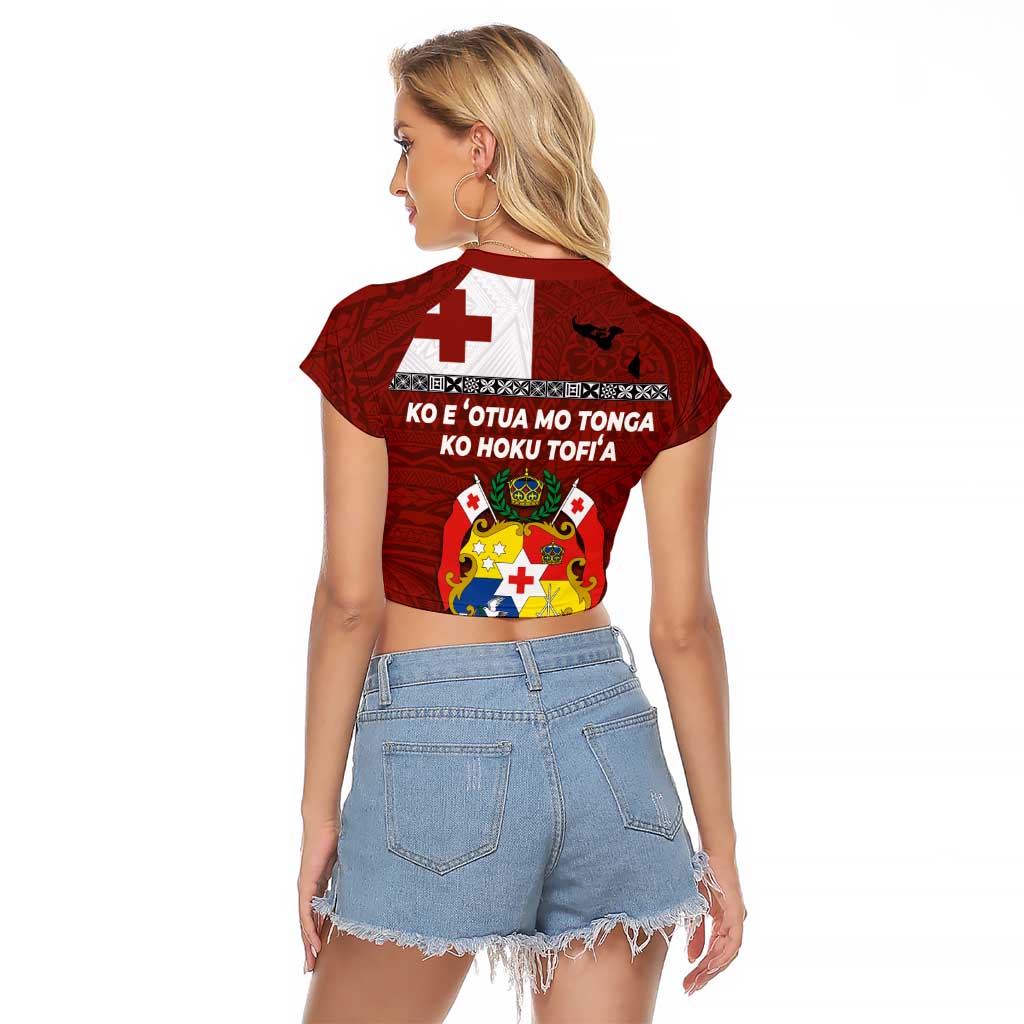 Tongan Culture Raglan Cropped T Shirt Ngatu Art Tattoo and Emblem of Tonga LT03 - Polynesian Pride