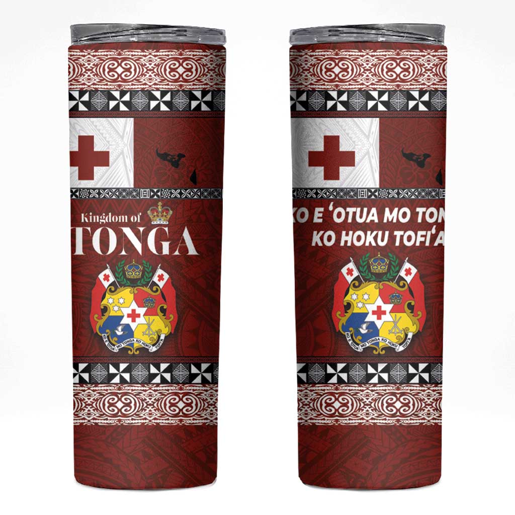 Tongan Culture Skinny Tumbler Ngatu Art Tattoo and Emblem of Tonga