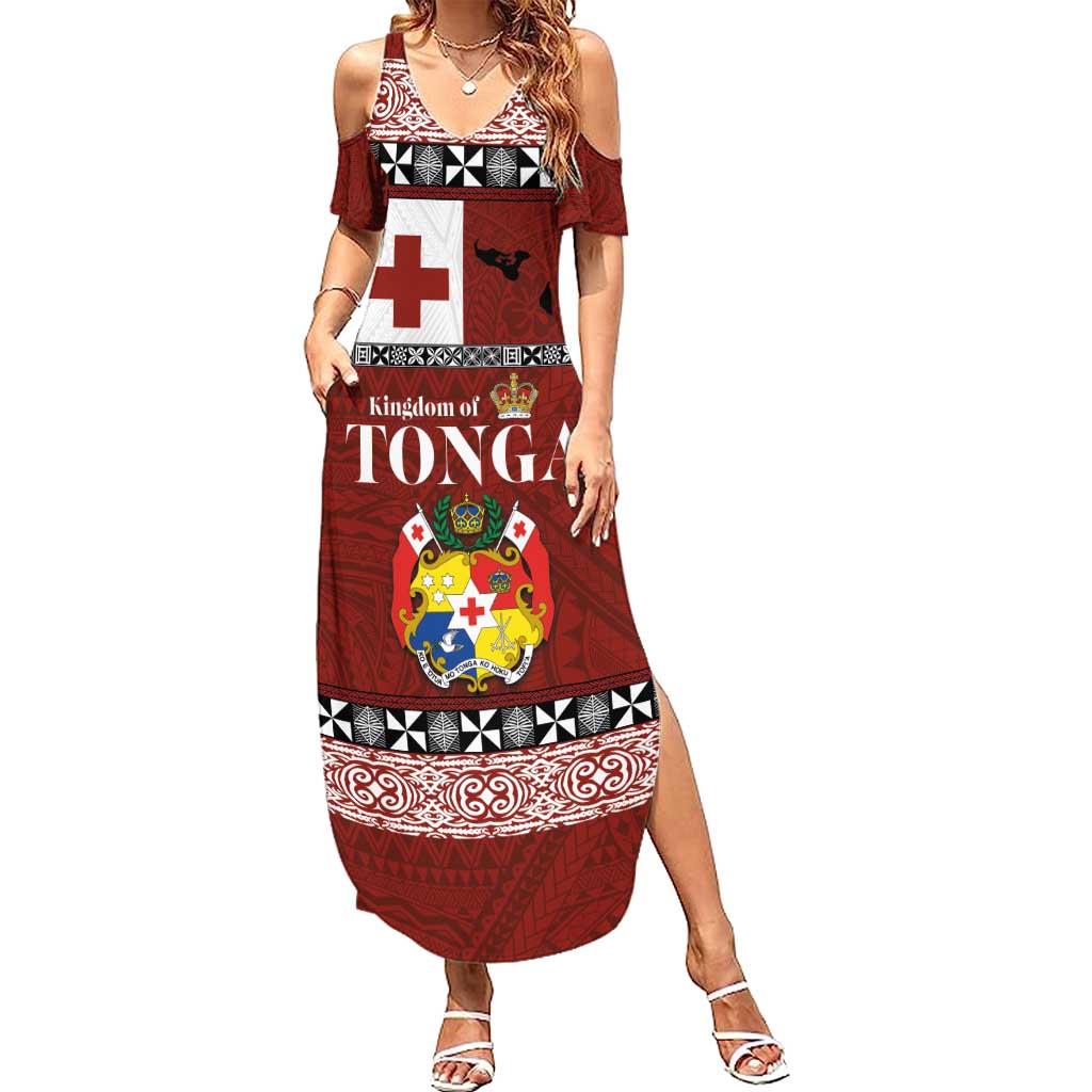 Tongan Culture Summer Maxi Dress Ngatu Art Tattoo and Emblem of Tonga