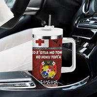 Tongan Culture Tumbler With Handle Ngatu Art Tattoo and Emblem of Tonga