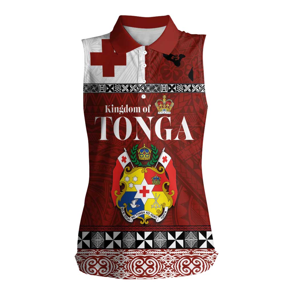 Tongan Culture Women Sleeveless Polo Shirt Ngatu Art Tattoo and Emblem of Tonga