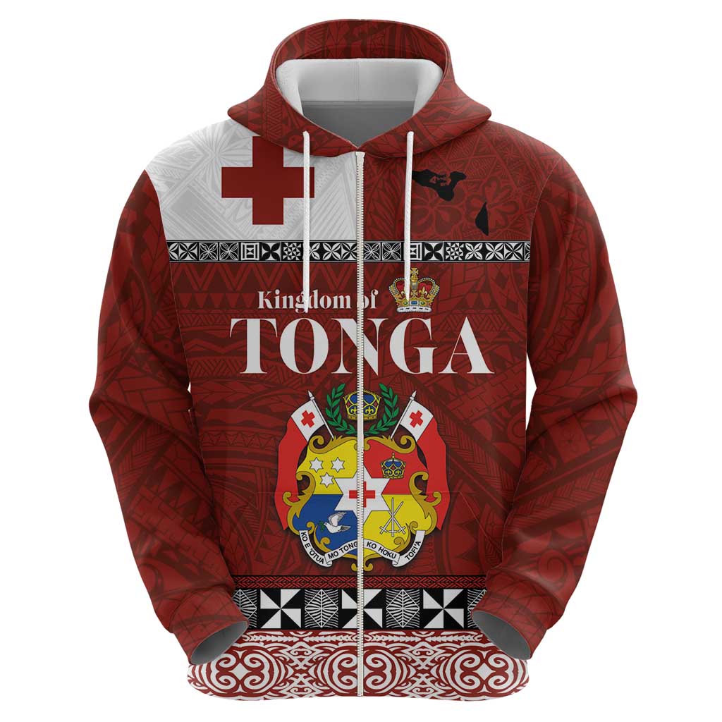 Tongan Culture Zip Hoodie Ngatu Art Tattoo and Emblem of Tonga LT03 - Polynesian Pride