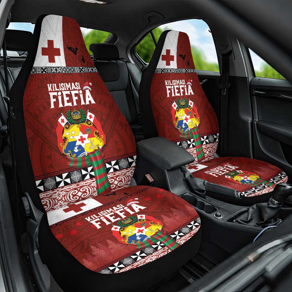 Tongan Christmas Car Seat Cover Kilisimasi Fiefia with Ngatu Art Tattoo LT03 One Size Red - Polynesian Pride