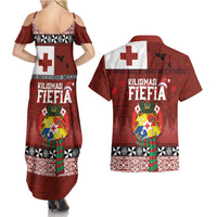 Tongan Christmas Couples Matching Summer Maxi Dress and Hawaiian Shirt Kilisimasi Fiefia with Ngatu Art Tattoo