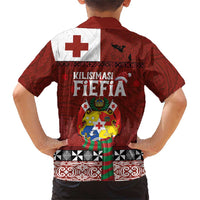 Tongan Christmas Family Matching Short Sleeve Bodycon Dress and Hawaiian Shirt Kilisimasi Fiefia with Ngatu Art Tattoo LT03 - Polynesian Pride