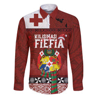 Tongan Christmas Family Matching Short Sleeve Bodycon Dress and Hawaiian Shirt Kilisimasi Fiefia with Ngatu Art Tattoo LT03 Dad's Shirt - Long Sleeve Red - Polynesian Pride