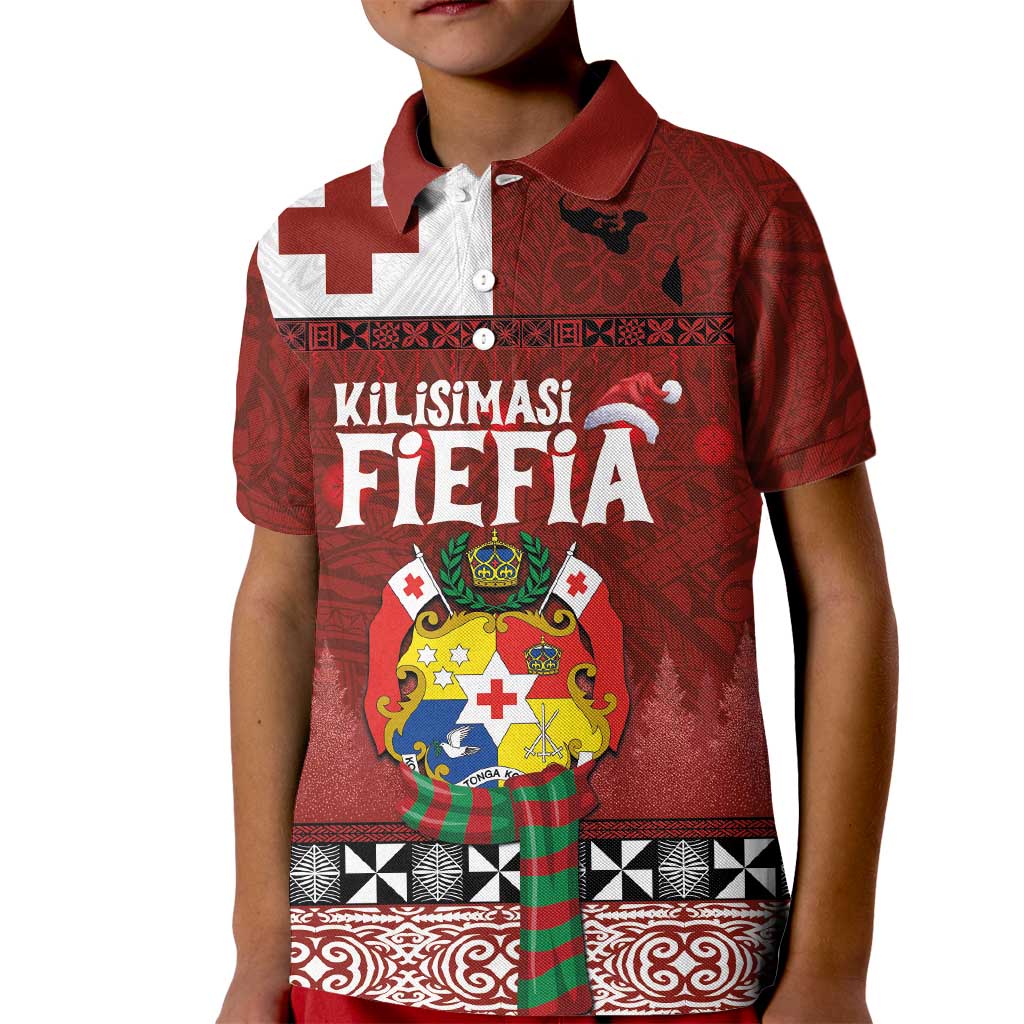 Tongan Christmas Kid Polo Shirt Kilisimasi Fiefia with Ngatu Art Tattoo