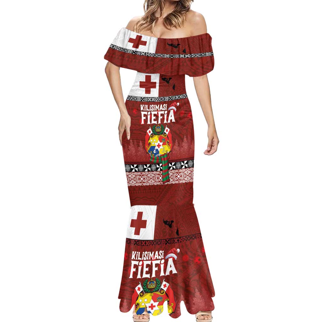 Tongan Christmas Mermaid Dress Kilisimasi Fiefia with Ngatu Art Tattoo LT03 - Polynesian Pride