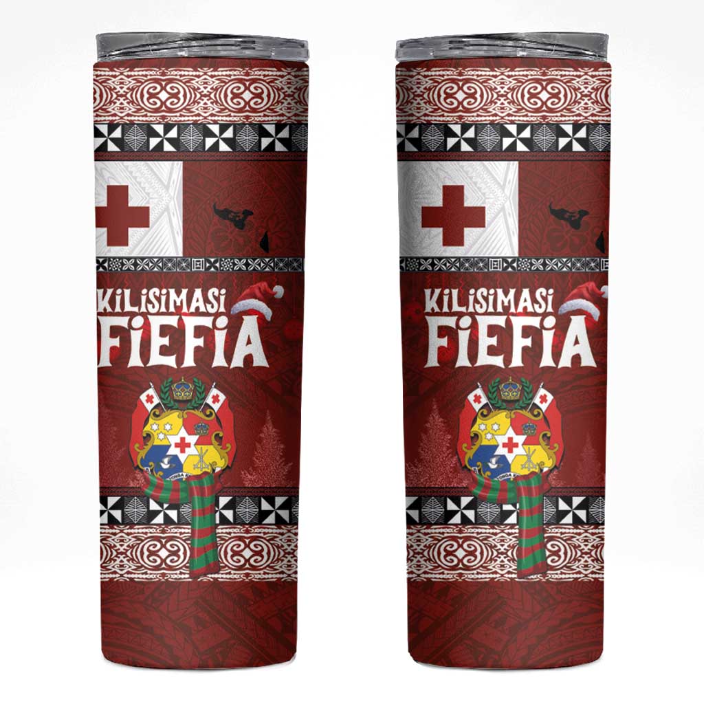 Tongan Christmas Skinny Tumbler Kilisimasi Fiefia with Ngatu Art Tattoo