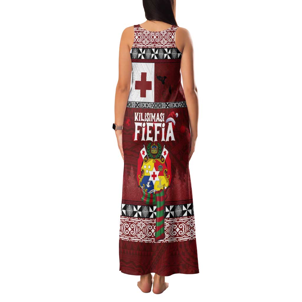 Tongan Christmas Tank Maxi Dress Kilisimasi Fiefia with Ngatu Art Tattoo