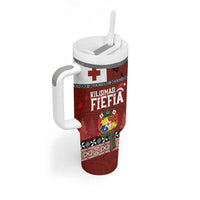 Tongan Christmas Tumbler With Handle Kilisimasi Fiefia with Ngatu Art Tattoo LT03 - Polynesian Pride