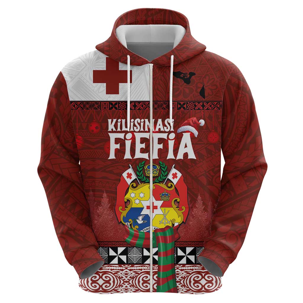 Tongan Christmas Zip Hoodie Kilisimasi Fiefia with Ngatu Art Tattoo LT03 - Polynesian Pride