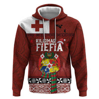 Tongan Christmas Zip Hoodie Kilisimasi Fiefia with Ngatu Art Tattoo LT03 Pullover Hoodie Red - Polynesian Pride