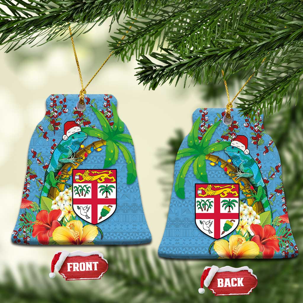 Fijians Iguana Tagimoucia Christmas Ceramic Ornament Christmas Palm Tree and Hibiscus