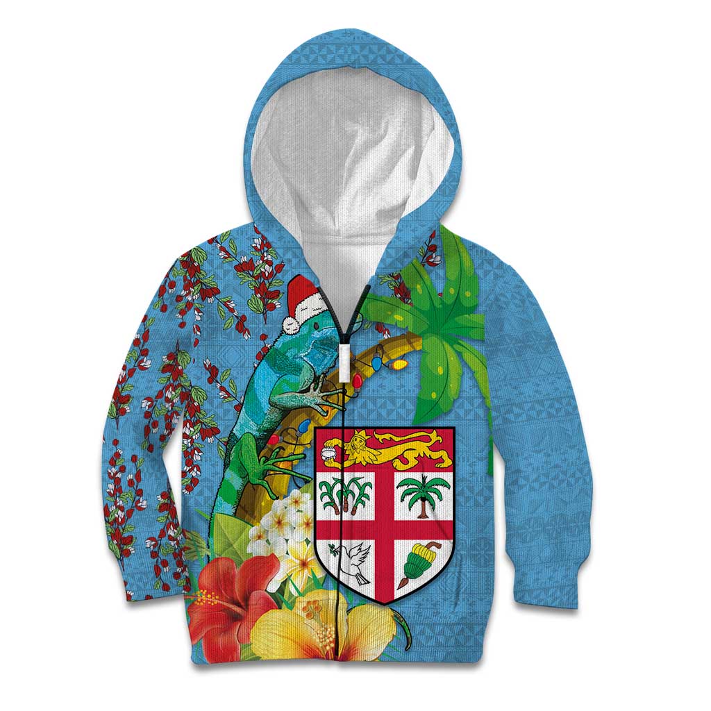 Fijians Iguana Tagimoucia Christmas Kid Hoodie Christmas Palm Tree and Hibiscus