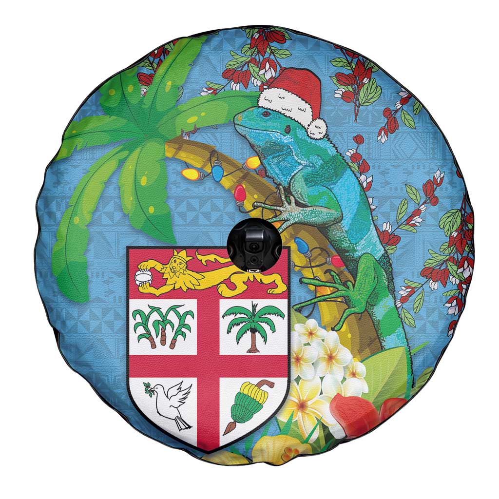 Fijians Iguana Tagimoucia Christmas Spare Tire Cover Christmas Palm Tree and Hibiscus