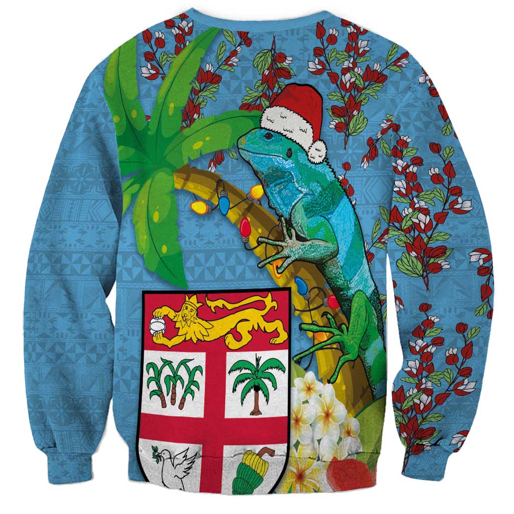 Fijians Iguana Tagimoucia Christmas Sweatshirt Christmas Palm Tree and Hibiscus LT03 - Polynesian Pride