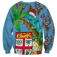 Fijians Iguana Tagimoucia Christmas Sweatshirt Christmas Palm Tree and Hibiscus LT03 - Polynesian Pride