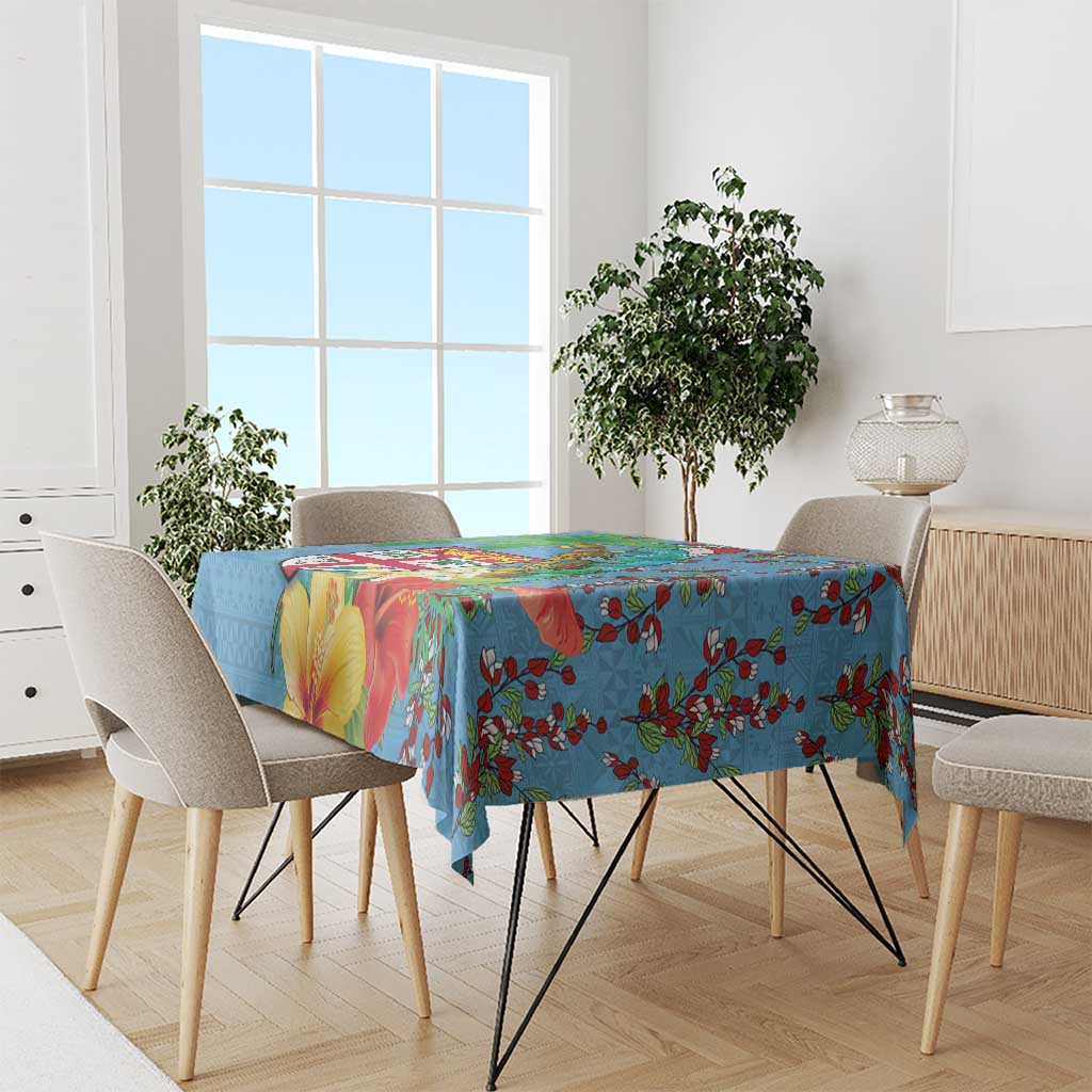 Fijians Iguana Tagimoucia Christmas Tablecloth Christmas Palm Tree and Hibiscus