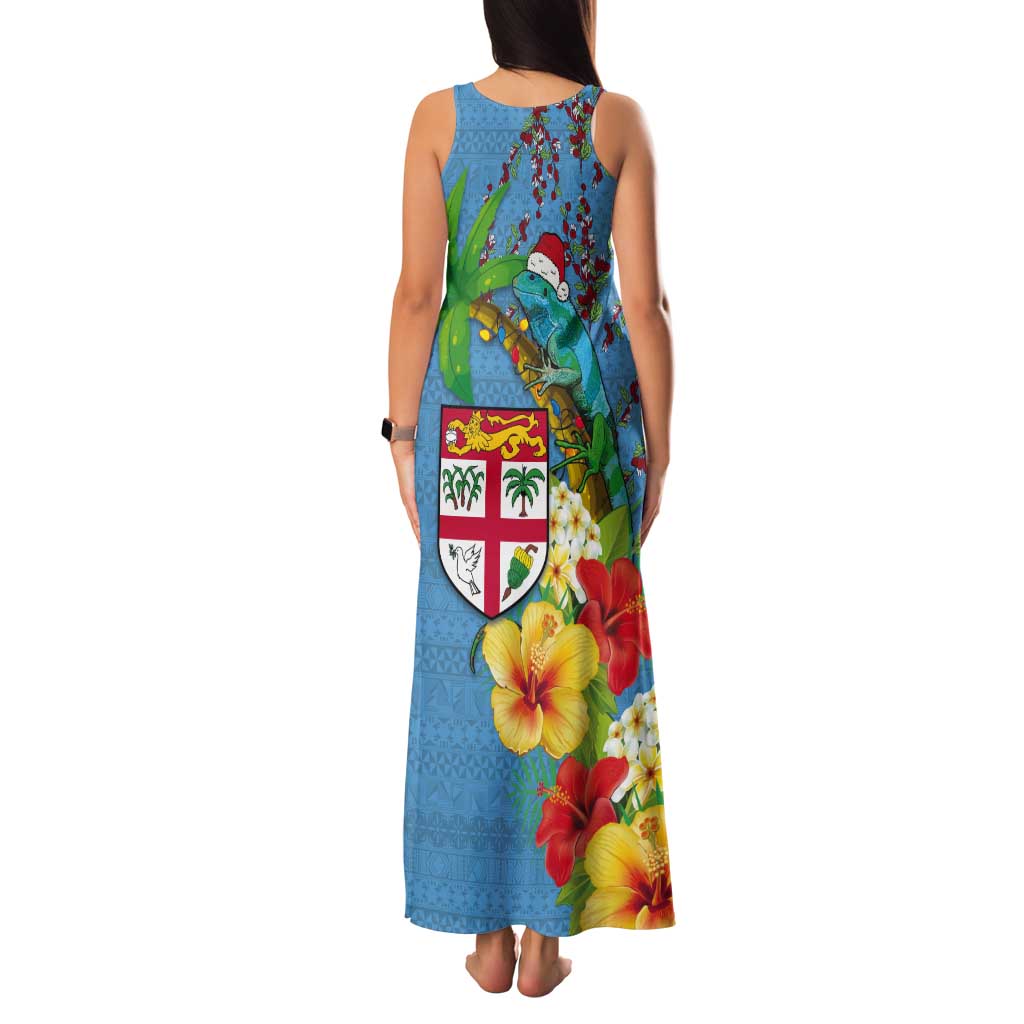 Fijians Iguana Tagimoucia Christmas Tank Maxi Dress Christmas Palm Tree and Hibiscus