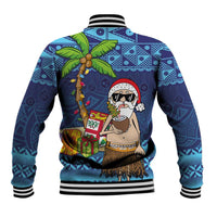 The Funny Santa Wears Sulu Christmas Baseball Jacket Fijian Christmas Palm Tree With Masi Art Tattoo