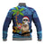 The Funny Santa Wears Sulu Christmas Baseball Jacket Fijian Christmas Palm Tree With Masi Art Tattoo