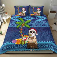 The Funny Santa Wears Sulu Christmas Bedding Set Fijian Christmas Palm Tree With Masi Art Tattoo