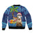 The Funny Santa Wears Sulu Christmas Bomber Jacket Fijian Christmas Palm Tree With Masi Art Tattoo