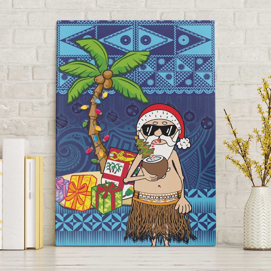 The Funny Santa Wears Sulu Christmas Canvas Wall Art Fijian Christmas Palm Tree With Masi Art Tattoo