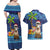 The Funny Santa Wears Sulu Christmas Couples Matching Off Shoulder Maxi Dress and Hawaiian Shirt Fijian Christmas Palm Tree With Masi Art Tattoo