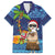 The Funny Santa Wears Sulu Christmas Family Matching Off Shoulder Maxi Dress and Hawaiian Shirt Fijian Christmas Palm Tree With Masi Art Tattoo