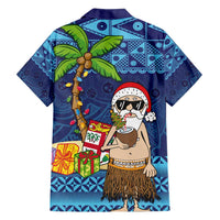 The Funny Santa Wears Sulu Christmas Family Matching Off Shoulder Maxi Dress and Hawaiian Shirt Fijian Christmas Palm Tree With Masi Art Tattoo