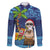 The Funny Santa Wears Sulu Christmas Family Matching Off Shoulder Maxi Dress and Hawaiian Shirt Fijian Christmas Palm Tree With Masi Art Tattoo