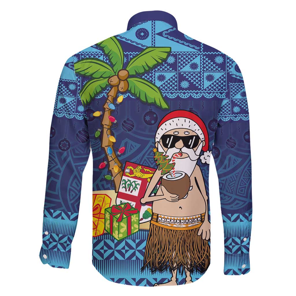 The Funny Santa Wears Sulu Christmas Family Matching Off Shoulder Maxi Dress and Hawaiian Shirt Fijian Christmas Palm Tree With Masi Art Tattoo