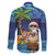 The Funny Santa Wears Sulu Christmas Family Matching Off Shoulder Short Dress and Hawaiian Shirt Fijian Christmas Palm Tree With Masi Art Tattoo