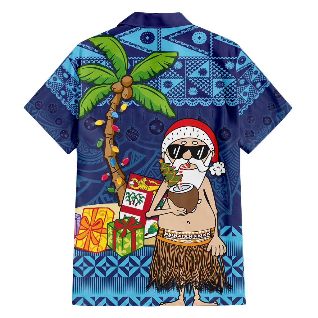 The Funny Santa Wears Sulu Christmas Family Matching Puletasi and Hawaiian Shirt Fijian Christmas Palm Tree With Masi Art Tattoo LT03 - Polynesian Pride