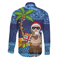 The Funny Santa Wears Sulu Christmas Family Matching Tank Maxi Dress and Hawaiian Shirt Fijian Christmas Palm Tree With Masi Art Tattoo