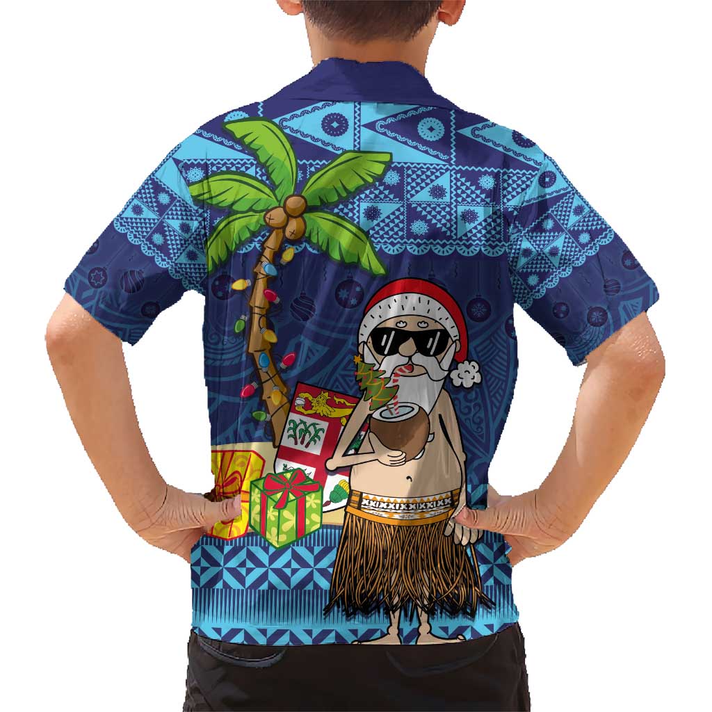 The Funny Santa Wears Sulu Christmas Kid Hawaiian Shirt Fijian Christmas Palm Tree With Masi Art Tattoo