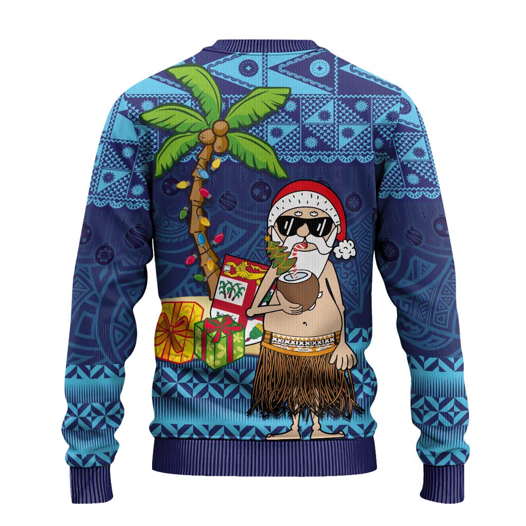 The Funny Santa Wears Sulu Christmas Ugly Christmas Sweater Fijian Christmas Palm Tree With Masi Art Tattoo LT03 - Polynesian Pride