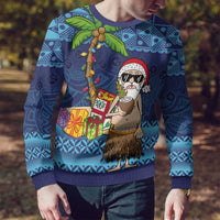 The Funny Santa Wears Sulu Christmas Ugly Christmas Sweater Fijian Christmas Palm Tree With Masi Art Tattoo LT03 - Polynesian Pride